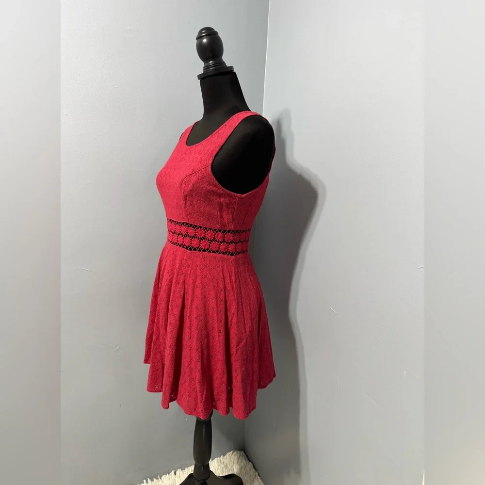 FREE PEOPLE Cut Out Daisy Waist Skater Dress In‎ Red Women’s Size 6